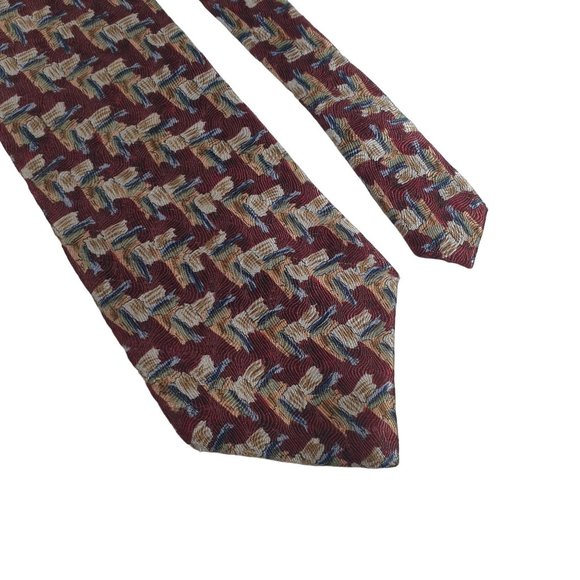 J Garcia Mens Designer Necktie Vintage Collectors Edition Maroon Blue Office - Picture 2 of 5